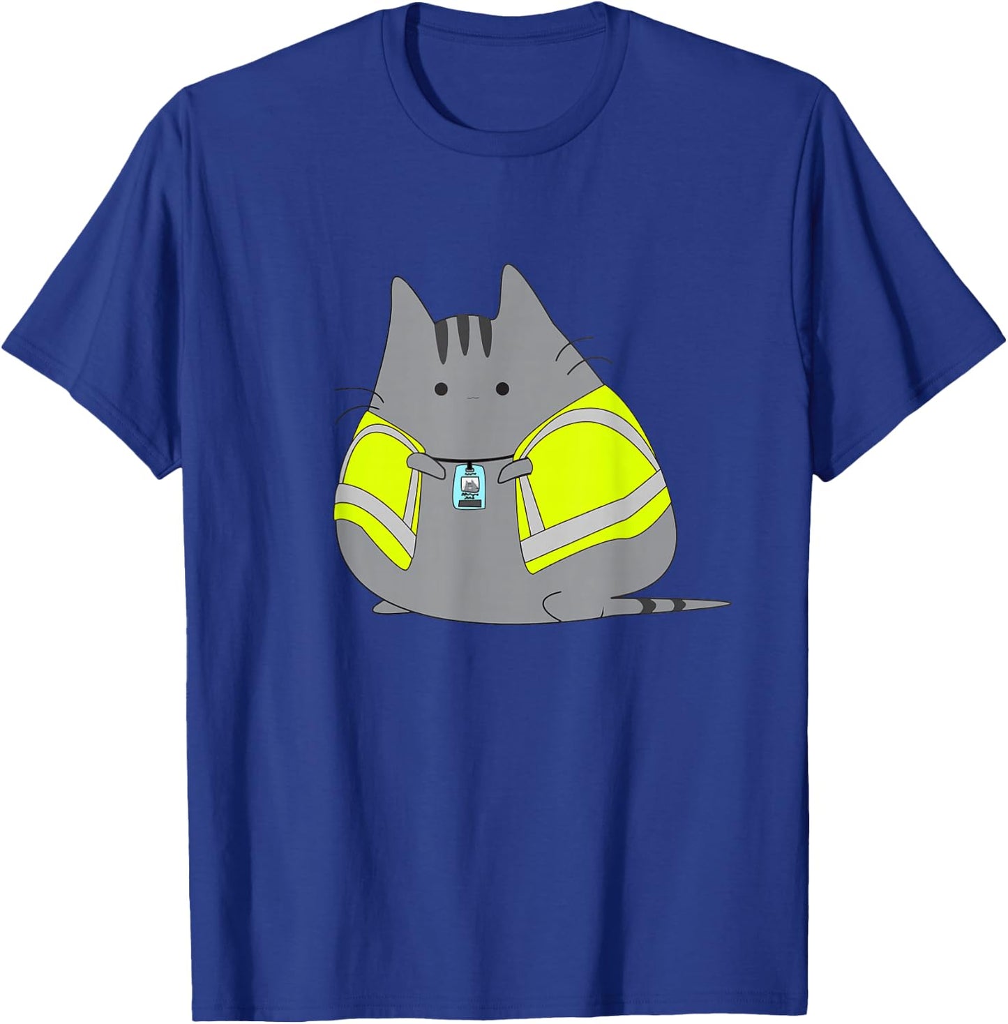 Chubby Kitten Wearing Safety Vest Funny T-Shirt - T-Shirt | Royal