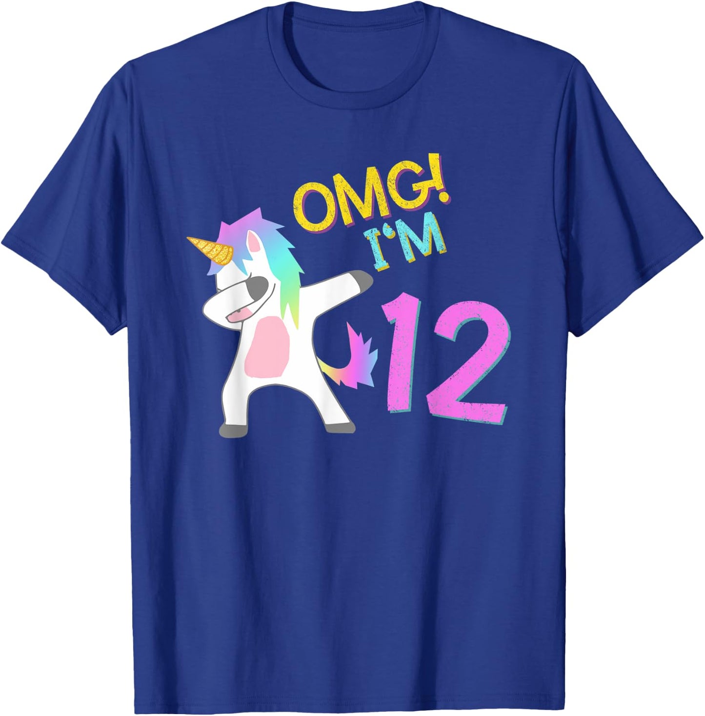 12th Birthday Dabbing Unicorn OMG 12 Years old girl T-Shirt - T-Shirt | Royal