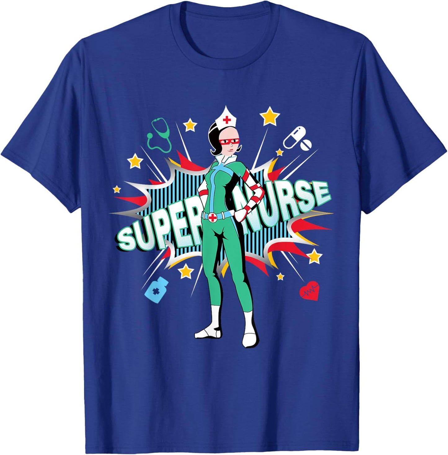 Super Nurse Shirt Best Superhero Funny RN Nurse T-Shirt - T-Shirt | Royal