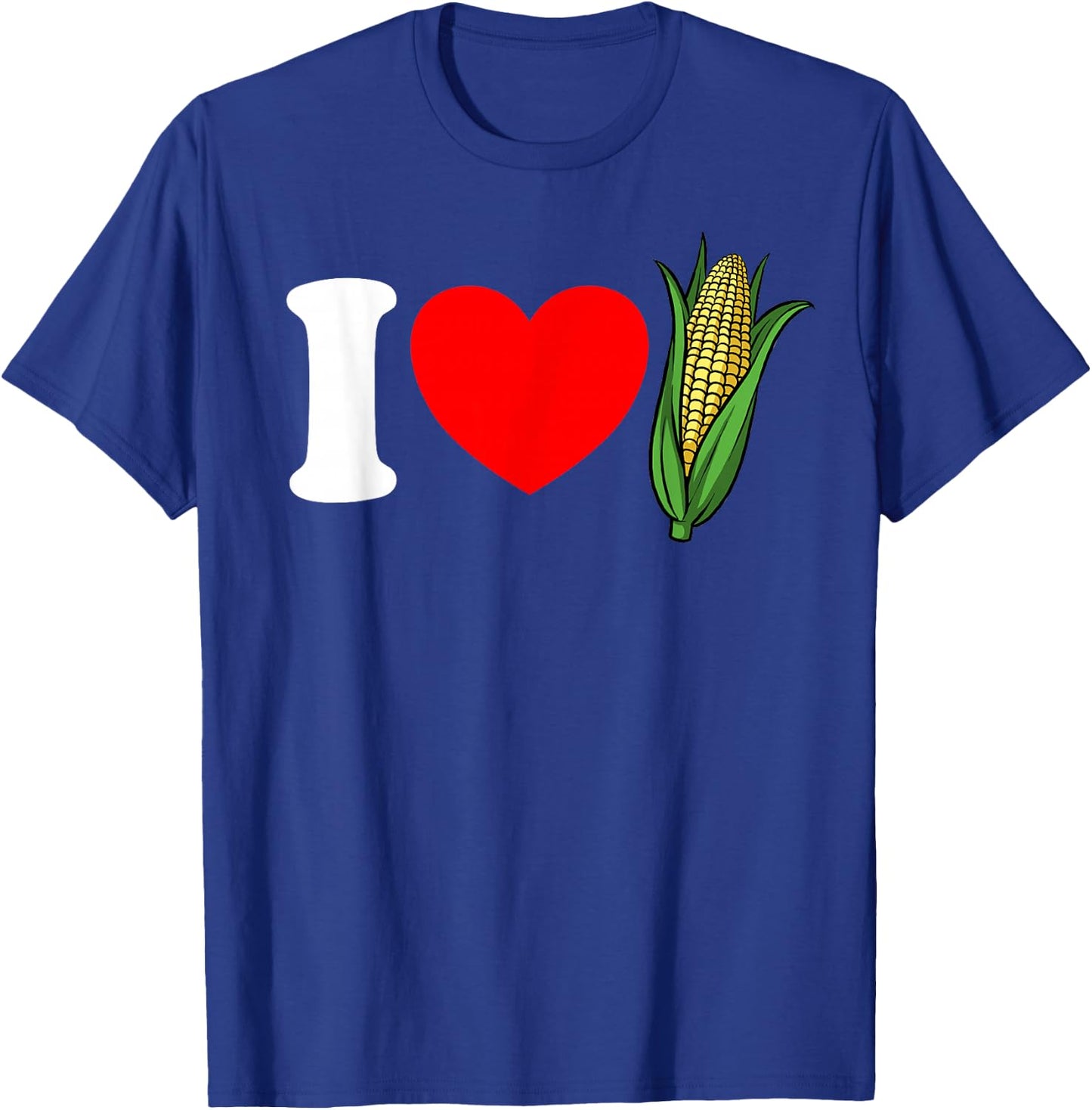 I Love Corn Red Heart Funny Corn Lover I Love Corn T-Shirt - T-Shirt | Royal