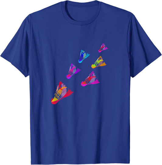 Colorful Badminton Shuttlecock Art Sports T-Shirt - T-Shirt | Royal