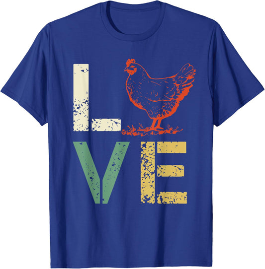 Vintage Chicken - LOVE Poultry Farmer Shirt Gift T-Shirt - T-Shirt | Royal