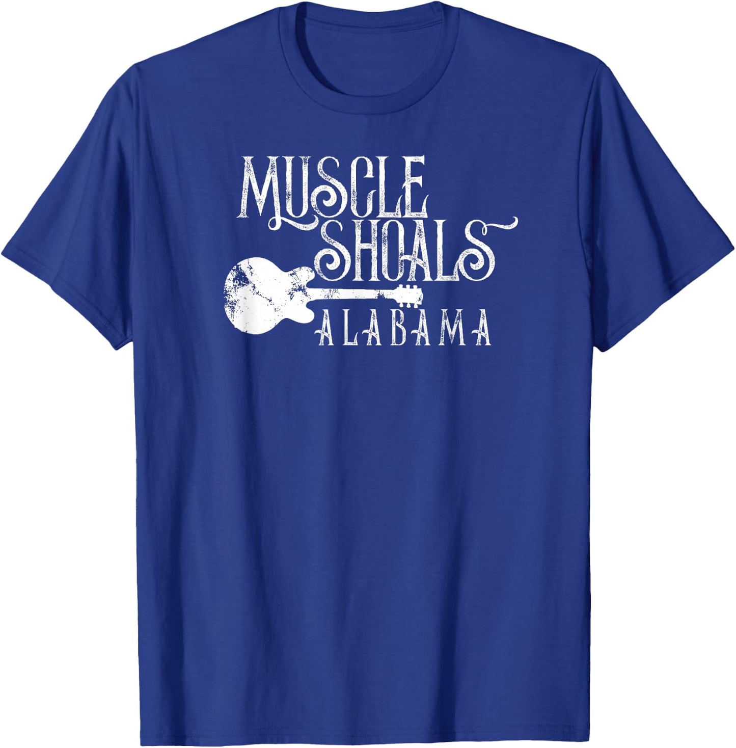 Muscle Shoals Alabama with Guitar Swampy Soul Music Fans T-Shirt - T-Shirt | Royal