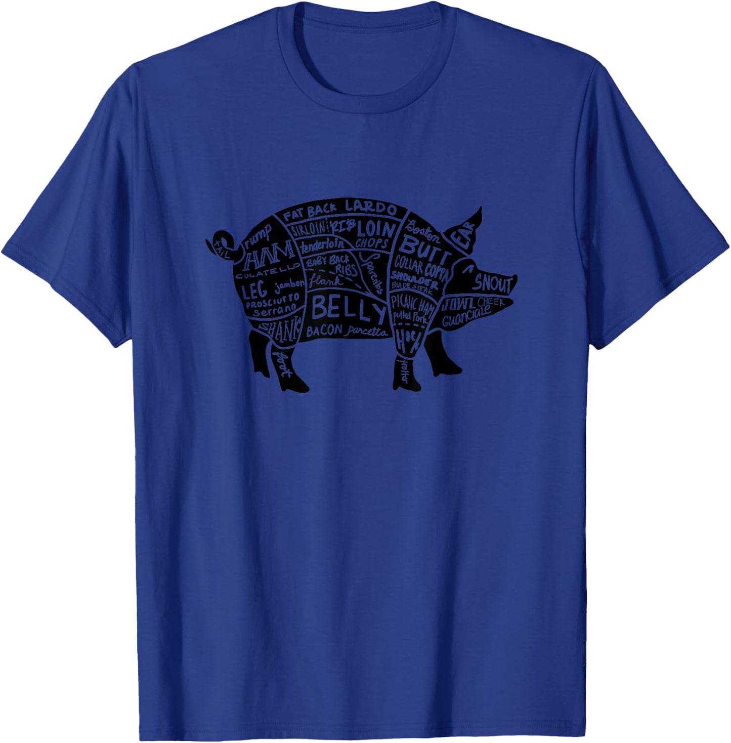 Parts of Pork Funny Hog Meat Cuts Chefs Cooks Butchers Gift T-Shirt - T-Shirt | Royal