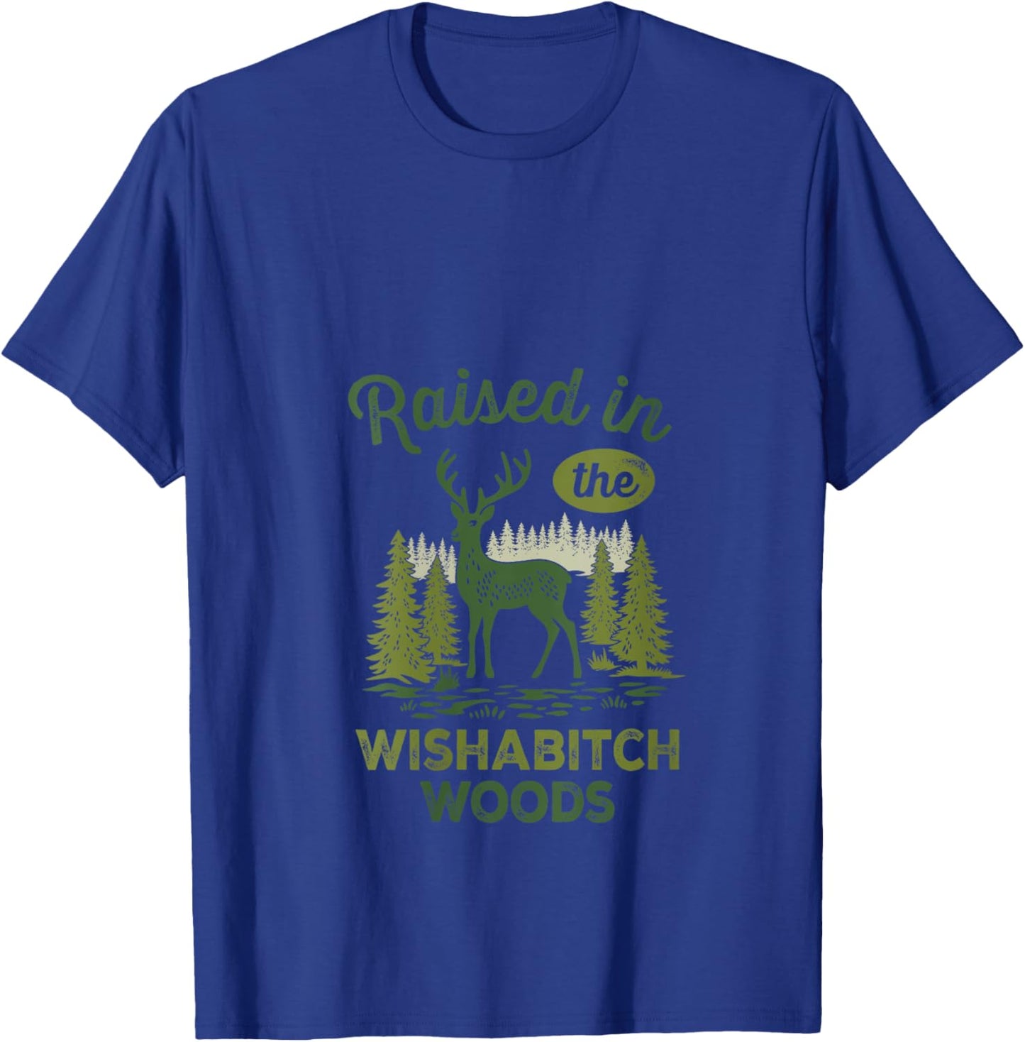 Raised in The Wishabitch Woods Deer V-Neck T-Shirt - T-Shirt | Royal