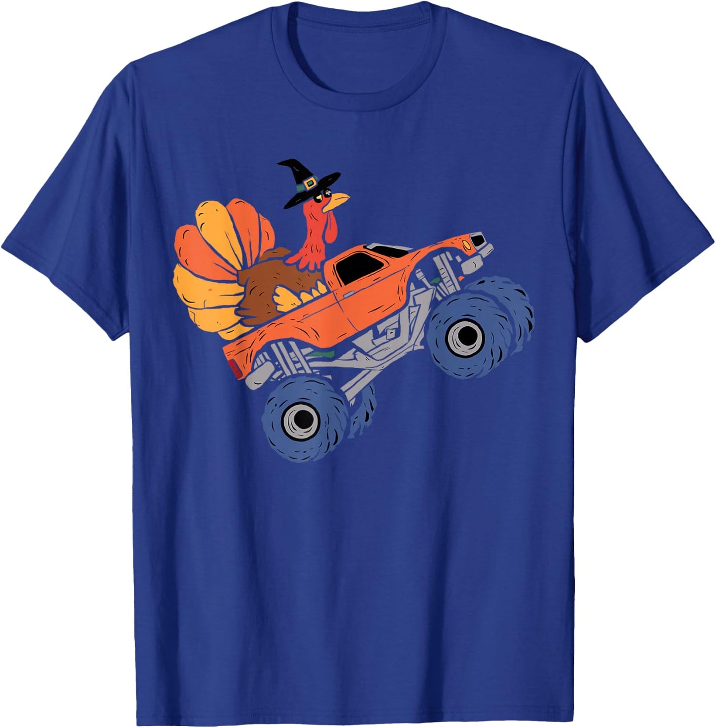 Thanksgiving Turkey Riding Monster Truck Kids Boys T-Shirt - T-Shirt | Royal