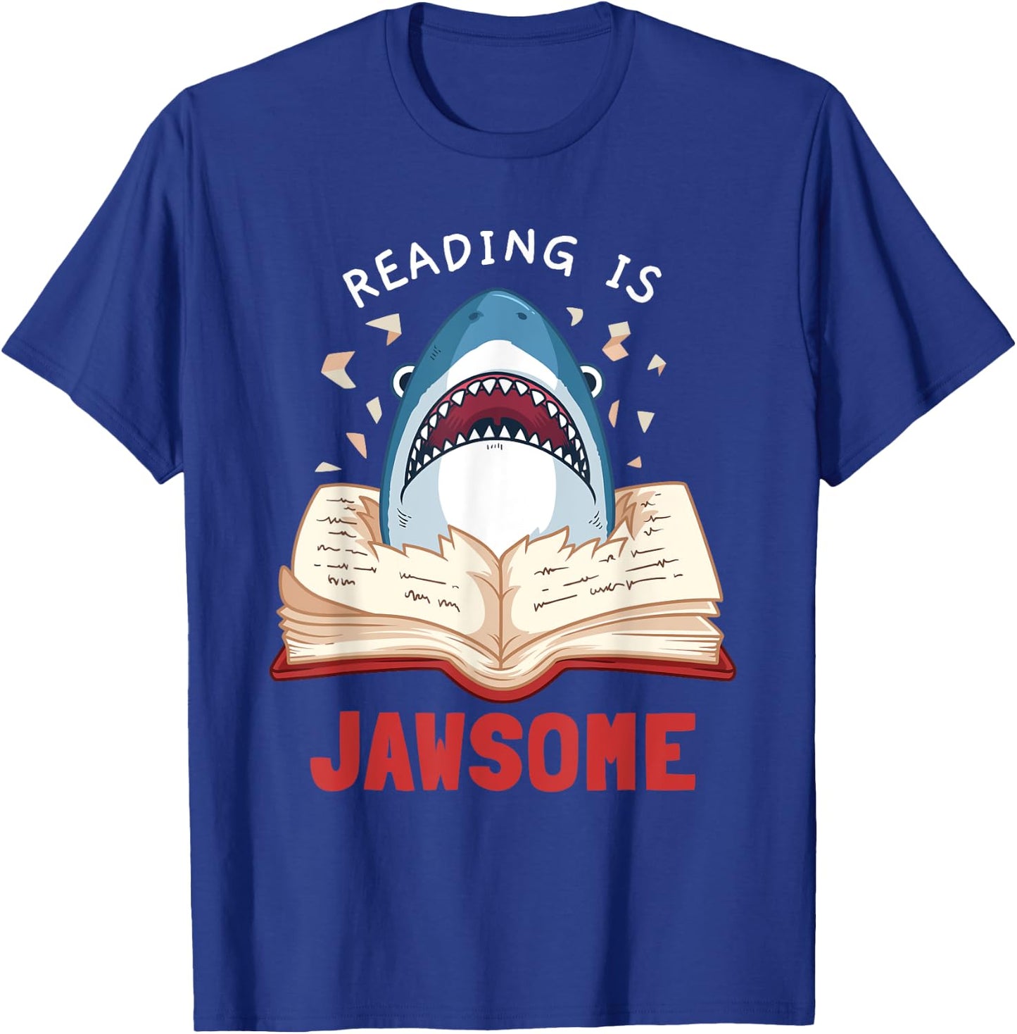 Reading Is Jawsome Bookworm Shark Book Lover Gift Kids T-Shirt - T-Shirt | Royal