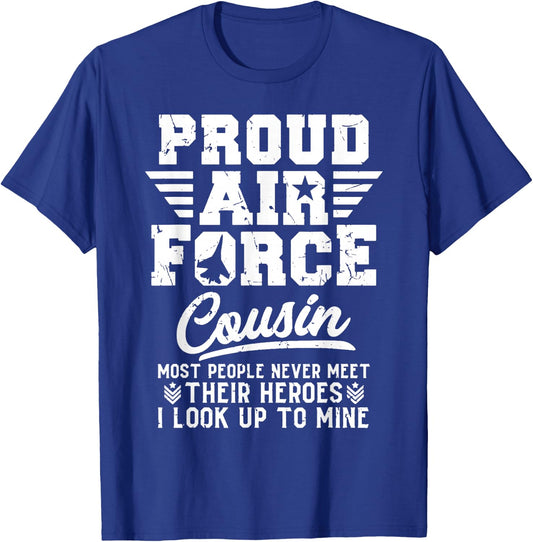 Proud US Air Force Cousin Shirt Gift Military Pride T-Shirt - T-Shirt | Royal