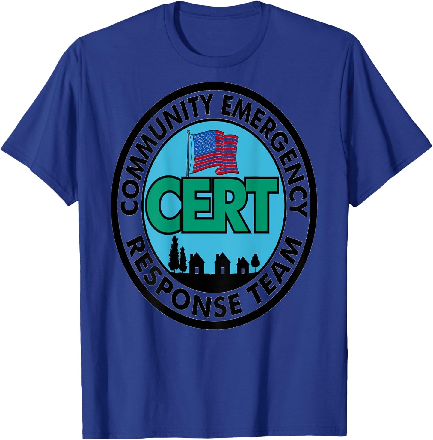 CERT Community Emergency Response Team Black Letters Back T-Shirt - T-Shirt | Royal