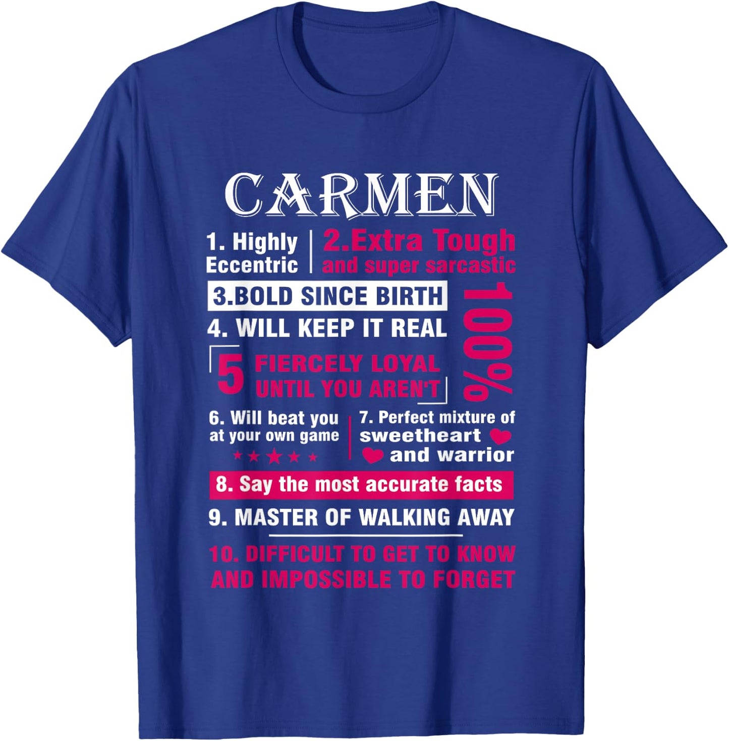 CARMEN Highly Eccentric 10 Facts Shirt First Name shirt T-Shirt - T-Shirt | Royal