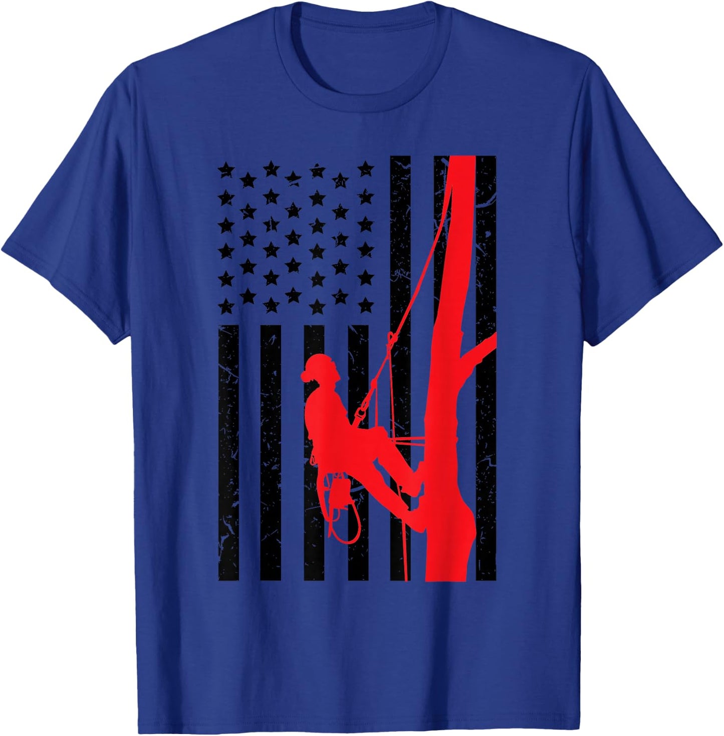 Arborist Patriotic Gift Distressed American Flag 4th of July T-Shirt - T-Shirt | Royal