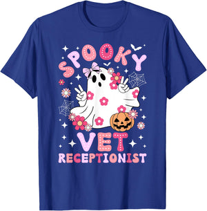 Spooky Vet Receptionist Halloween Veterinarian Receptionist T-Shirt - T-Shirt | Royal