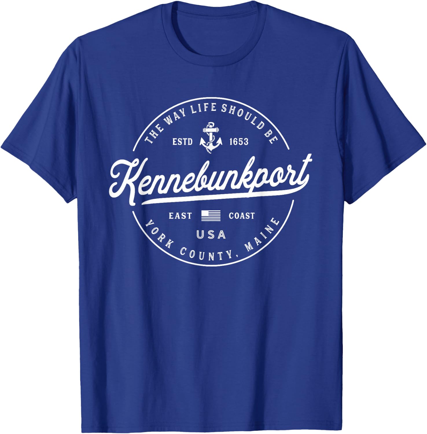 NAUTICAL Anchor Kennebunkport Maine Travel Vacation T-Shirt - T-Shirt | Royal