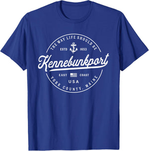 NAUTICAL Anchor Kennebunkport Maine Travel Vacation T-Shirt - T-Shirt | Royal