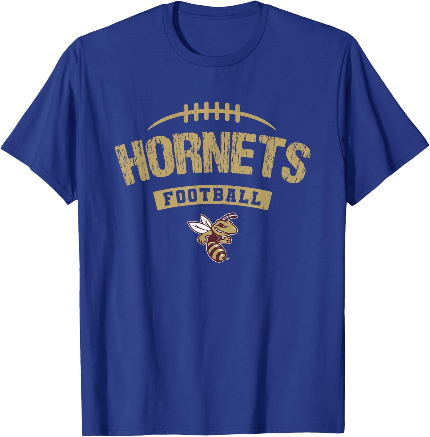 Licking Heights Hornets Logo Football Distressed HS T-Shirt - T-Shirt | Royal