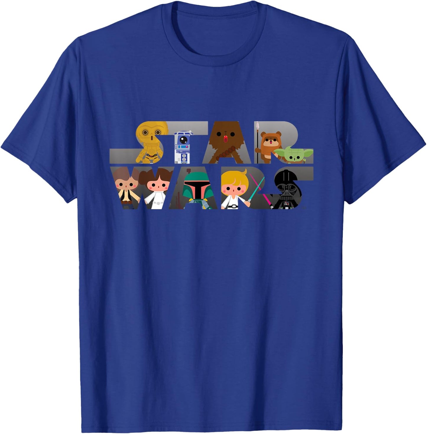 Star Wars Logo Kawaii Multi-Character T-Shirt - T-Shirt | Royal