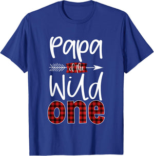 Papa of the Wild One Buffalo Plaid Lumberjack 1st Birthday T-Shirt - T-Shirt | Royal