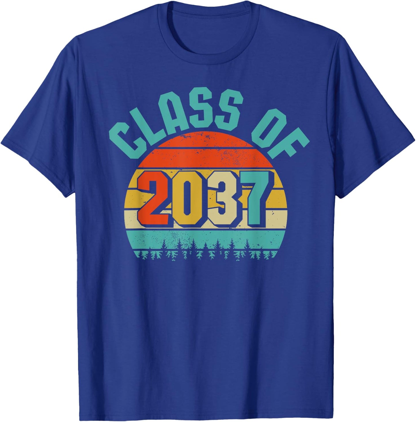 Class of 2037 Grow With Me Kindergarten to Graduation Retro T-Shirt - T-Shirt | Royal