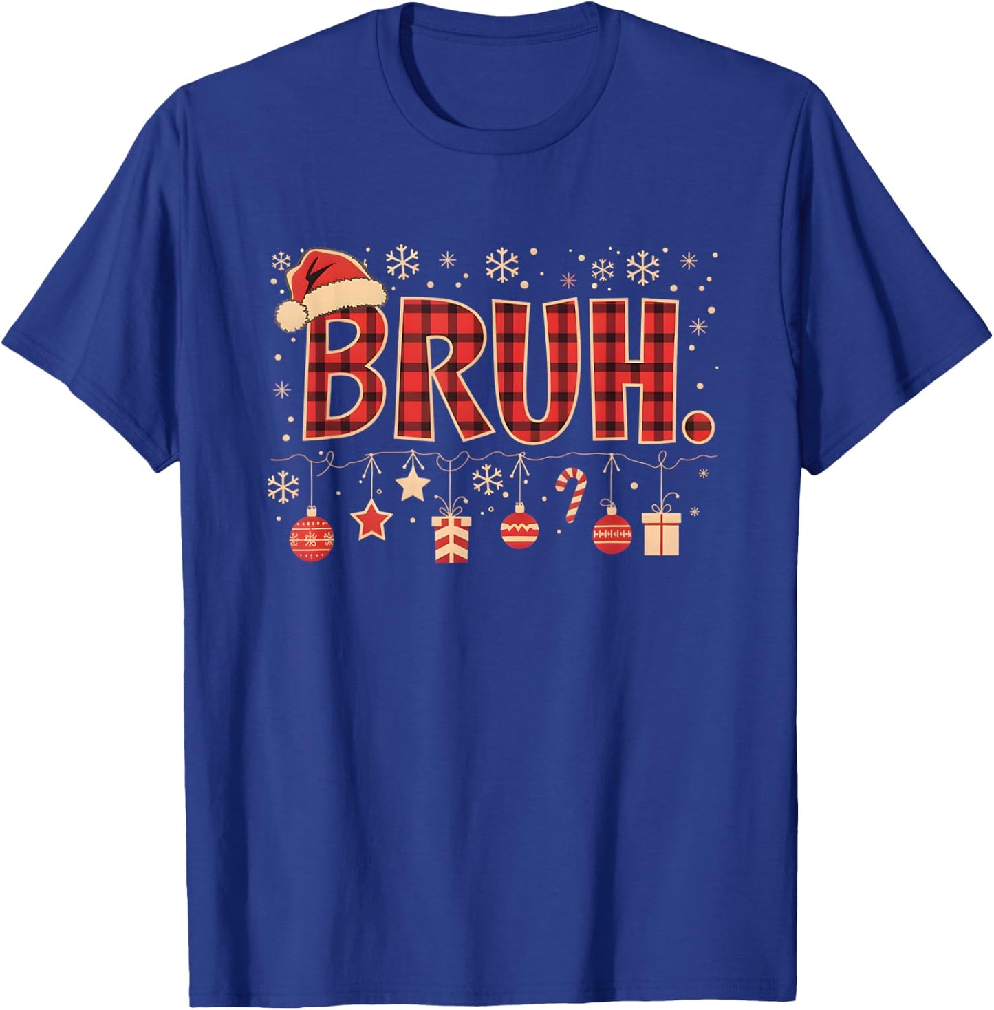 Bruh Funny Christmas Red Plaid Boys Kids Xmas Pajamas Gifts T-Shirt - T-Shirt | Royal