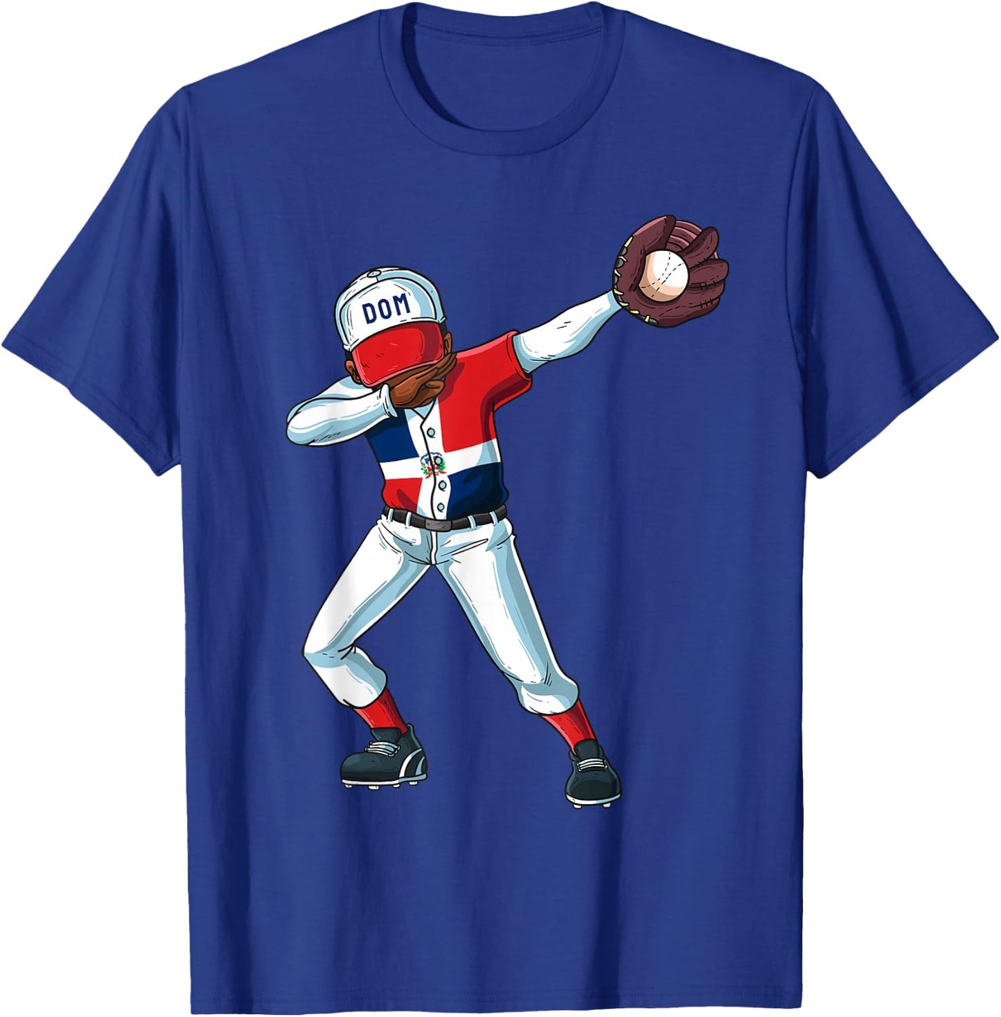 Baseball Dabbing Dominican Republic Player Catcher Pitcher T-Shirt - T-Shirt | Royal
