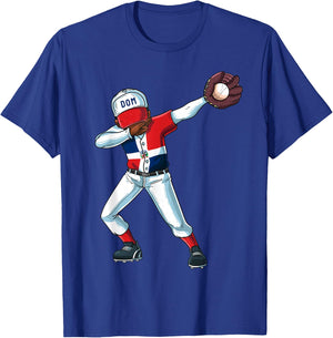 Baseball Dabbing Dominican Republic Player Catcher Pitcher T-Shirt - T-Shirt | Royal