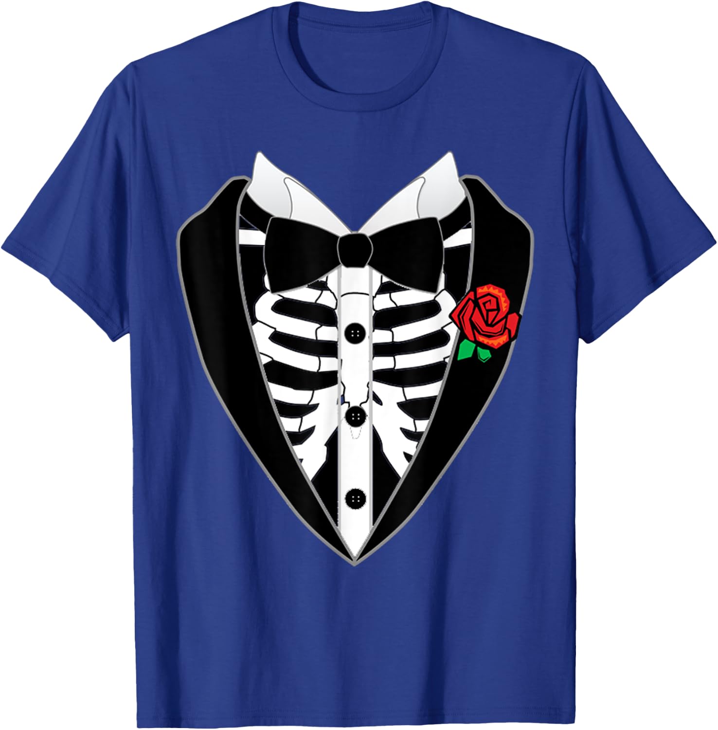 Halloween Costume Tuxedo Skeleton Bow Tie Tux Funny T-Shirt - T-Shirt | Royal