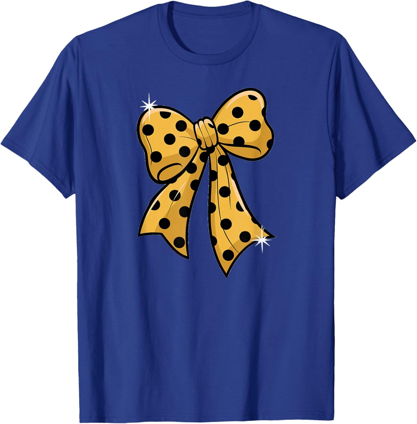 Stylish Yellow Polka Dot Bow Retro Coquette inspired T-Shirt - T-Shirt | Royal