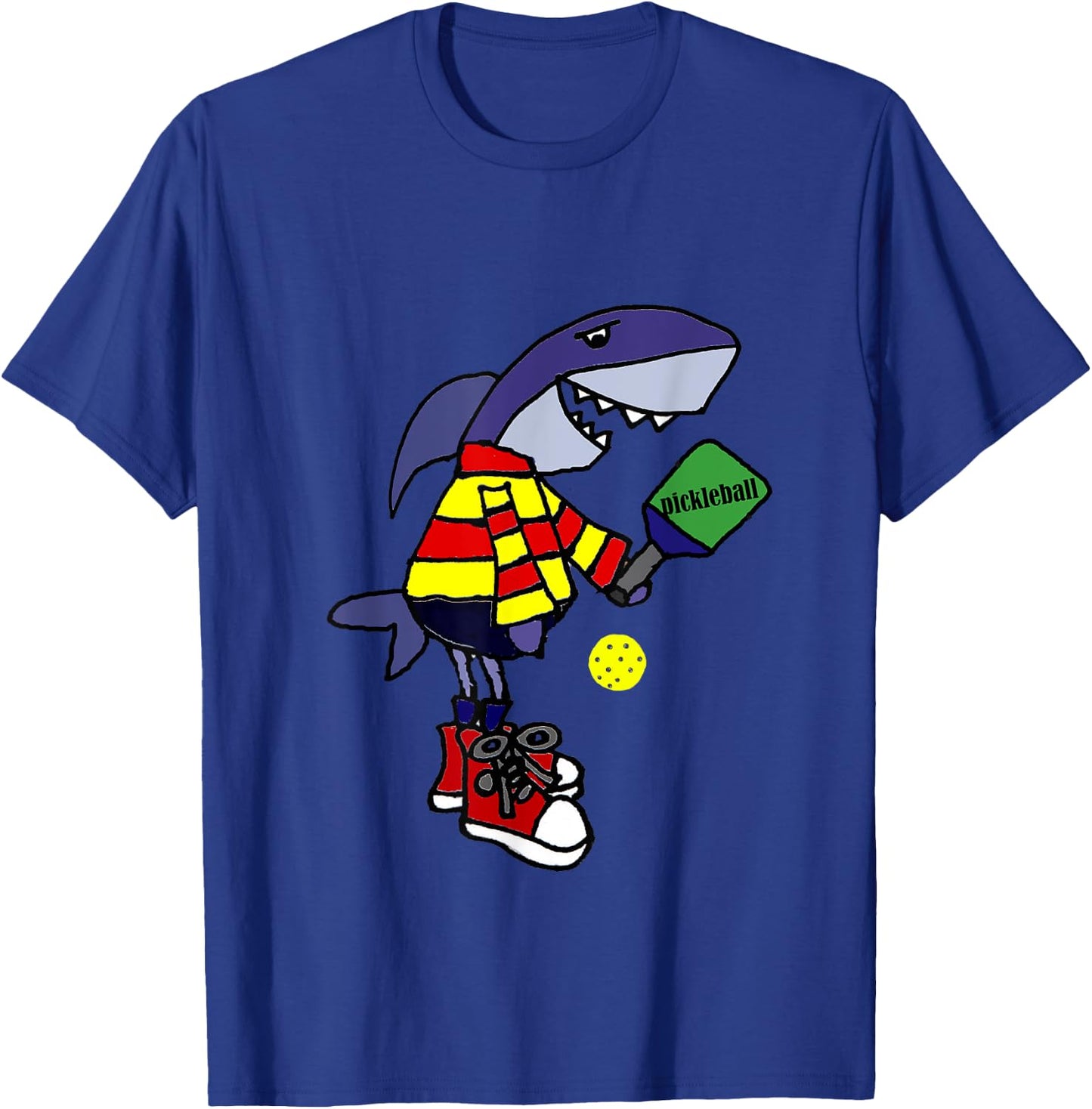 SmileteesSports Funny Shark Playing Pickleball T-Shirt - T-Shirt | Royal