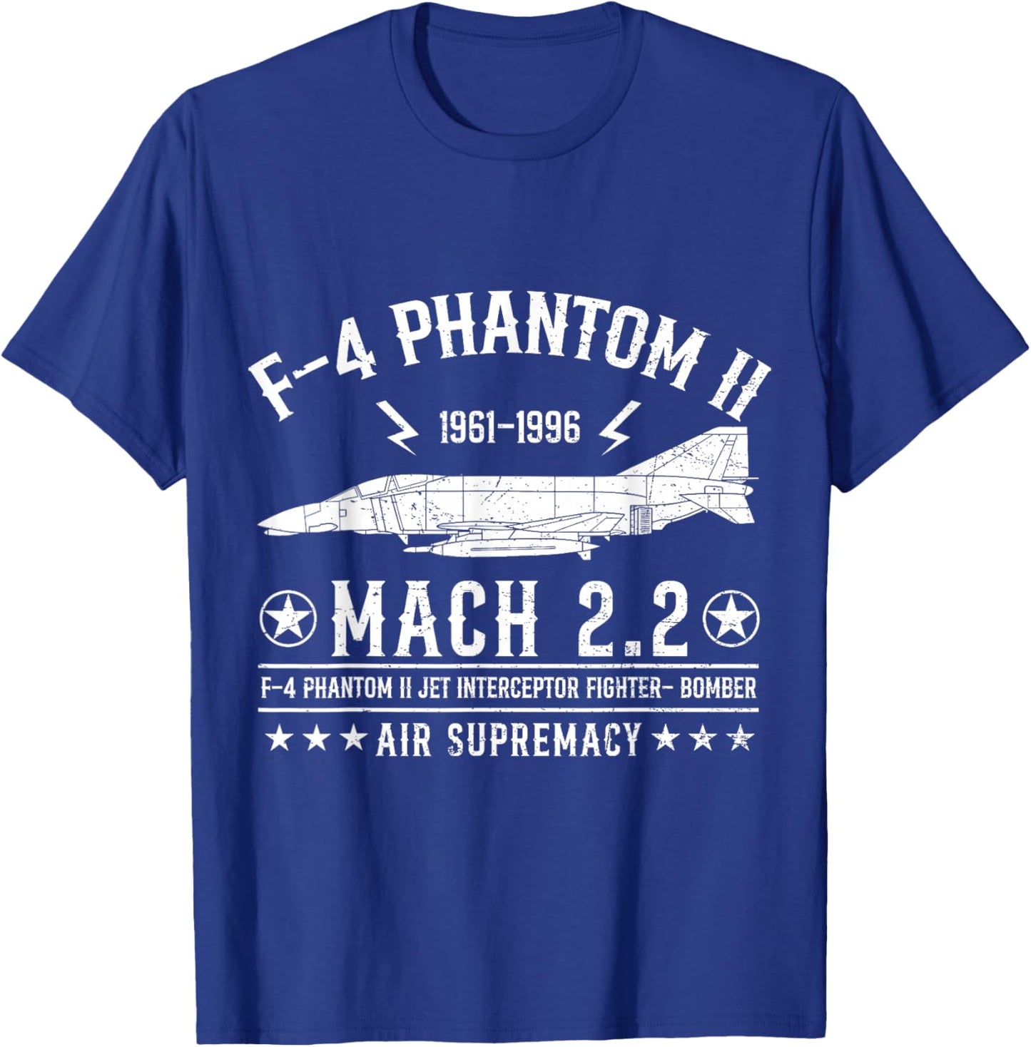 F-4 Phantom II Air Supremacy Jet Fighter Military Aviation T-Shirt - T-Shirt | Royal