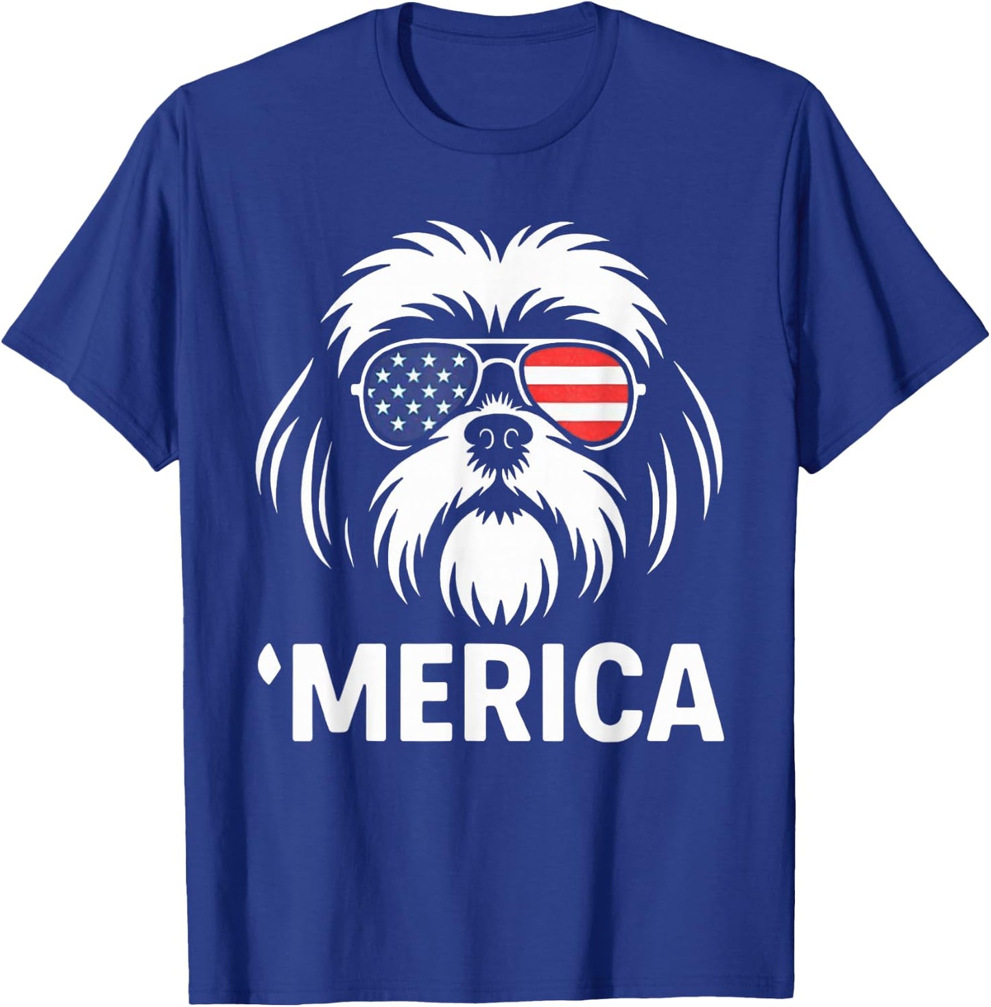 Shih Tzu Dog 'Merica Patriotic 4th of July American Flag T-Shirt - T-Shirt | Royal
