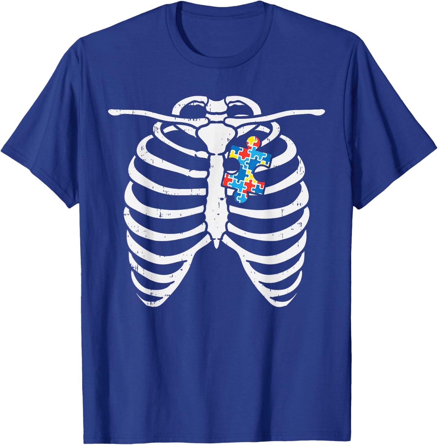 Autism Awareness Puzzle Skeleton X-Ray Halloween Costume Kid T-Shirt - T-Shirt | Royal