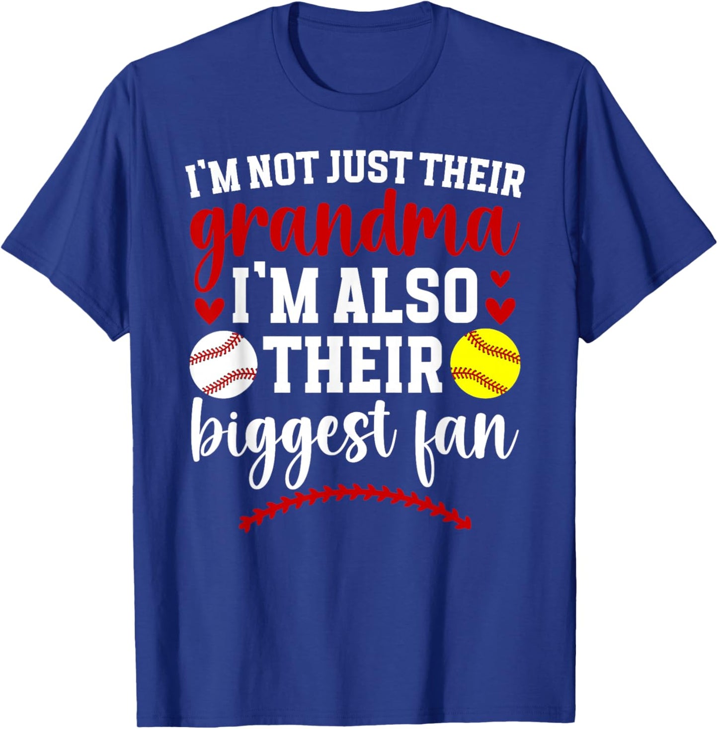 Their Biggest Fan Softball Baseball Grandma Of Ballers T-Shirt - T-Shirt | Royal