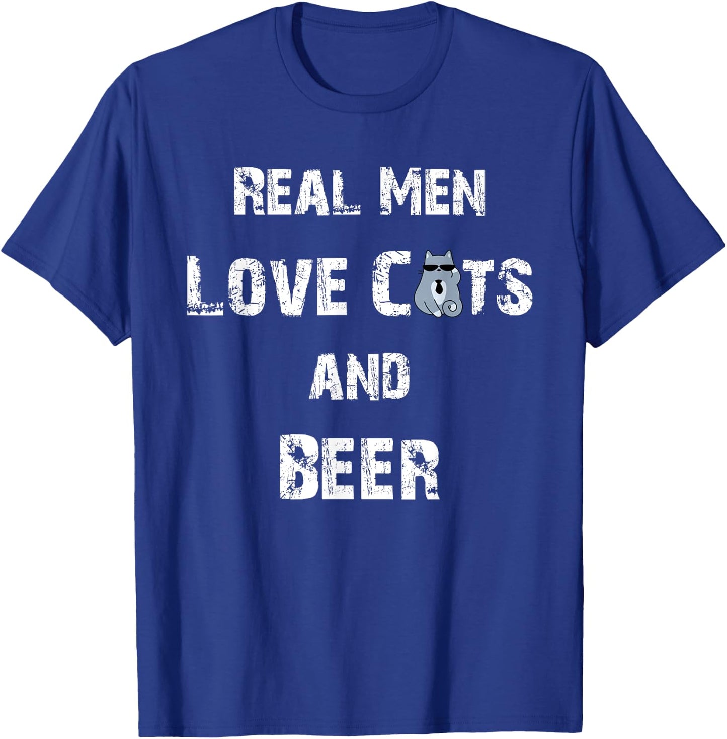 Funny Cat Shirt: Real Men Love Cats And Beer Gift T-Shirt - T-Shirt | Royal