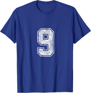 Number 9 Vintage Nine Sports Design T-Shirt - T-Shirt | Royal