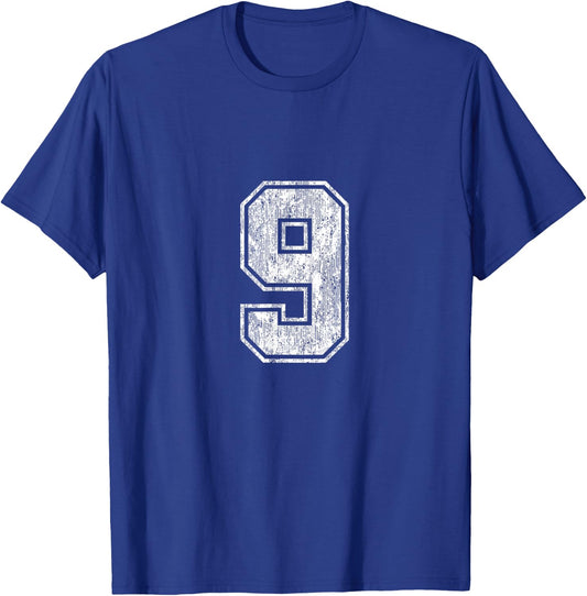 Number 9 Vintage Nine Sports Design T-Shirt - T-Shirt | Royal