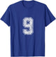 Number 9 Vintage Nine Sports Design T-Shirt - T-Shirt | Royal