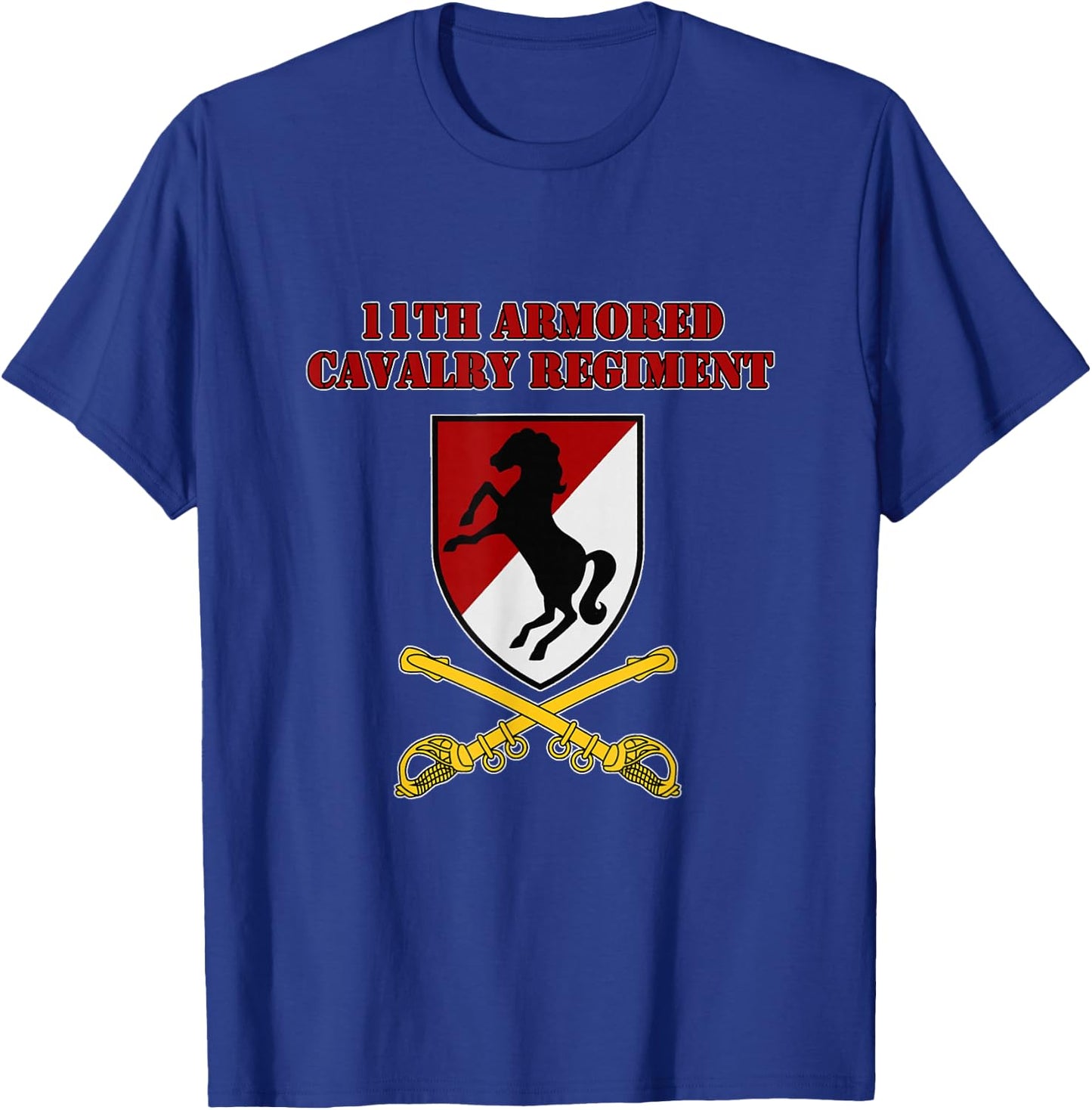 Griffin's Goodies Military Designs - 11th Armored Cavalry Regiment - Black - Men's Small - Short Sleeve - Classic Fit - Polyester 100% T-Shirt - T-Shirt | Royal