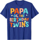 Papa Of The Birthday Twins Kids Party Retro Bday T-Shirt - T-Shirt | Royal