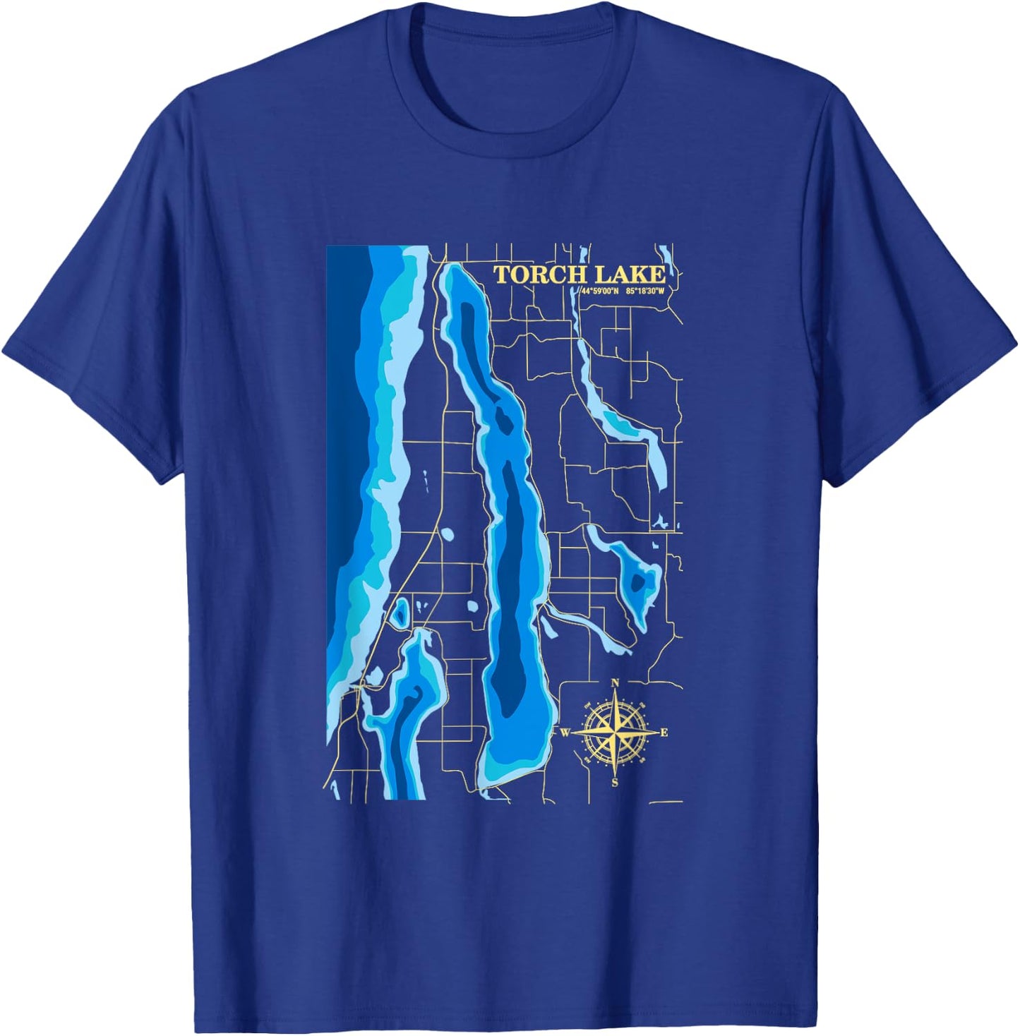 Torch Lake Adventure Map T-Shirt - T-Shirt | Royal