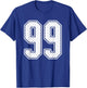 #99 White Vintage Number 99 Sports Fan Jersey Style T-Shirt - T-Shirt | Royal
