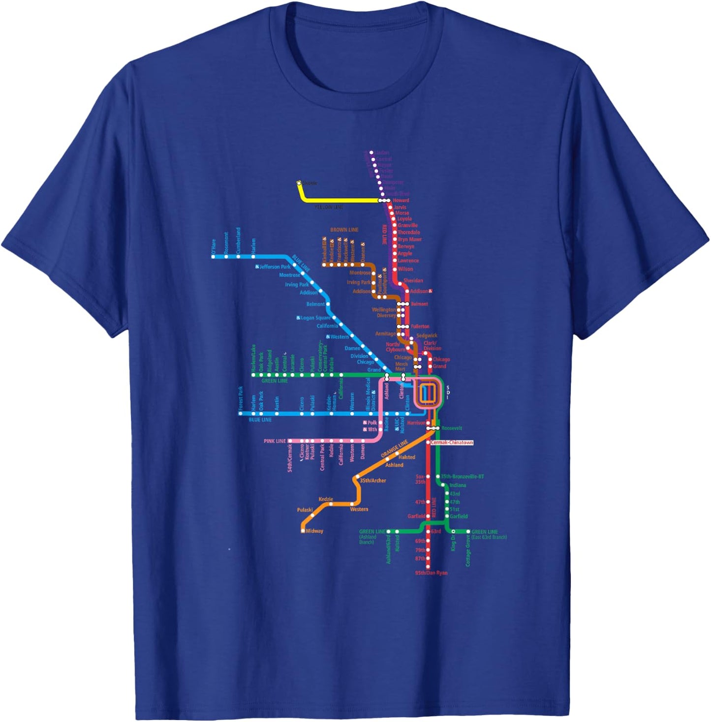 Chicago Trains Map T-Shirt - T-Shirt | Royal