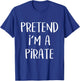 Pirate Costume Party Co. -All Ages Funny Halloween Pirate , Black, Small, Short Sleeve, Cotton 100% T-Shirt - T-Shirt | Royal