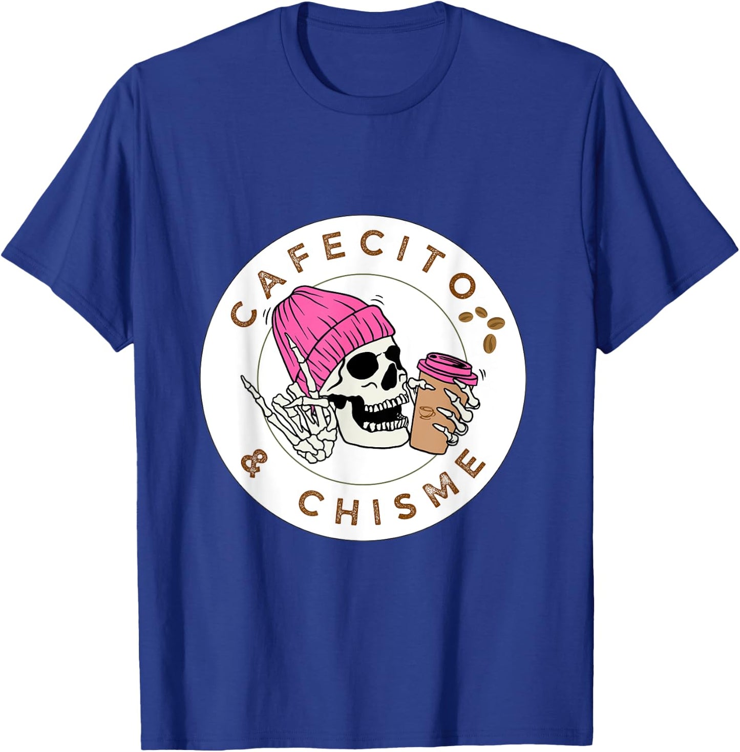 Cafecito y chisme , Skeleton love coffee T-Shirt - T-Shirt | Royal