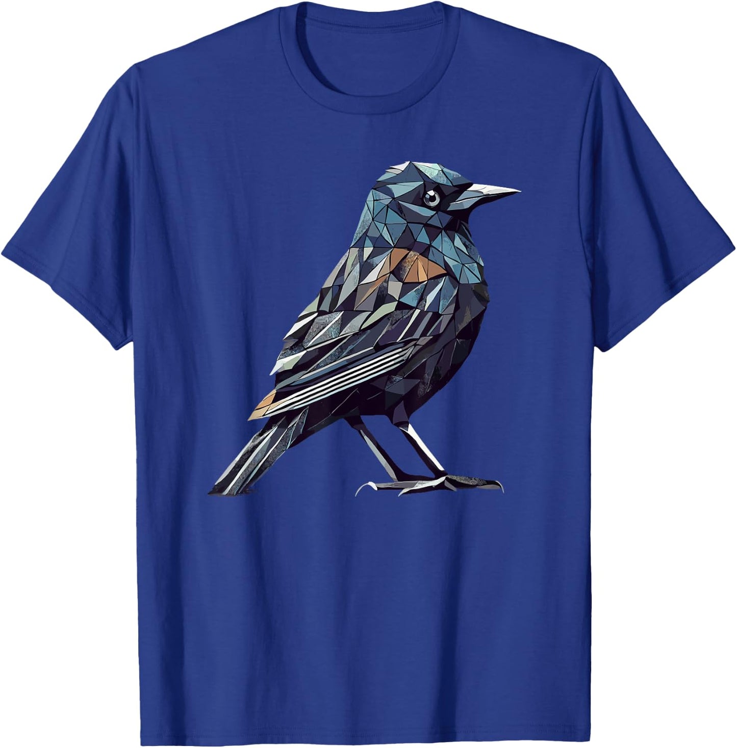 Geometric Art Common Blackbird Birdwatcher Birdwatching T-Shirt - T-Shirt | Royal