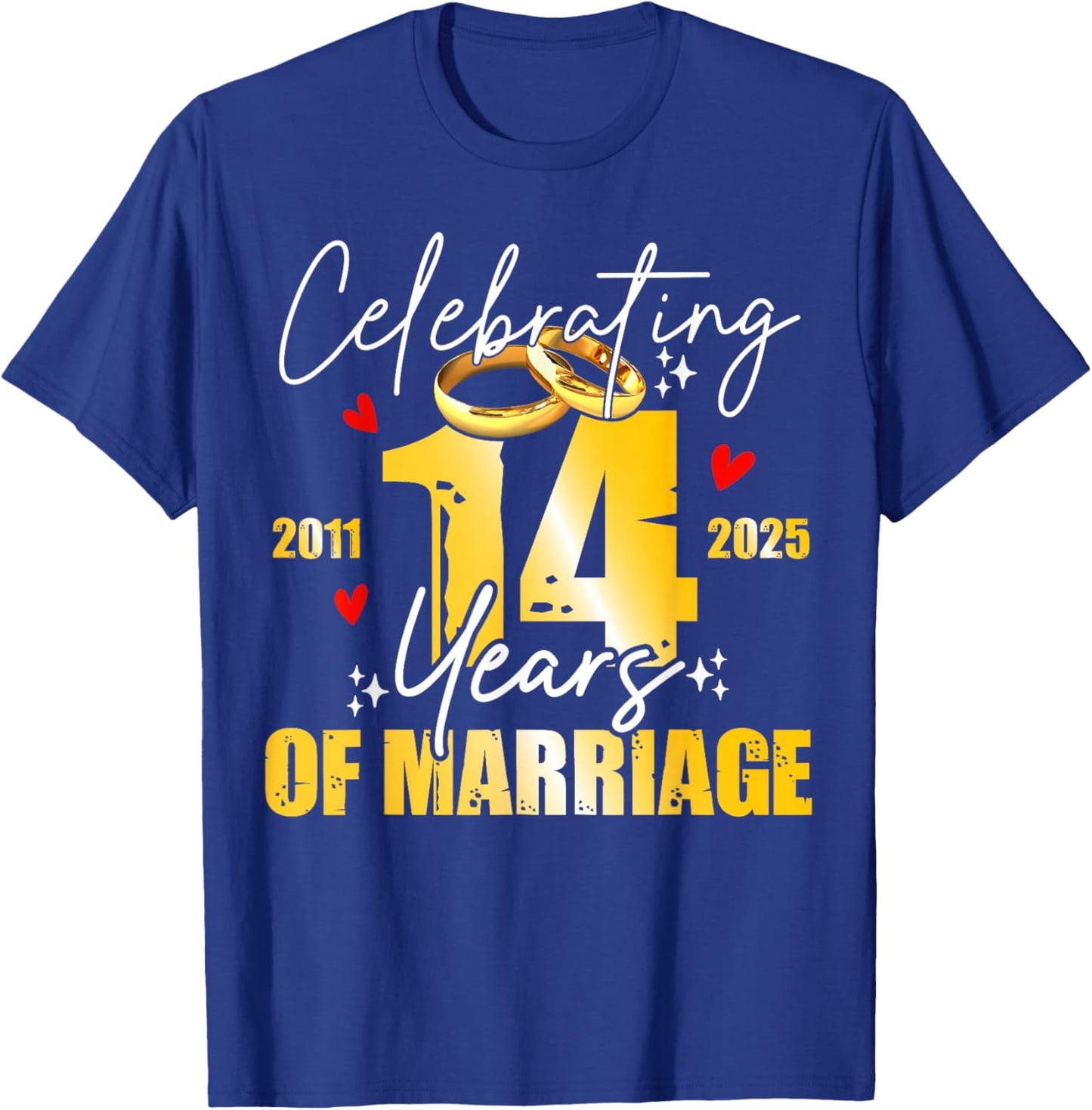 Celebrating 14 Year of Marriage Women Men 14th Wedding T-Shirt - T-Shirt | Royal
