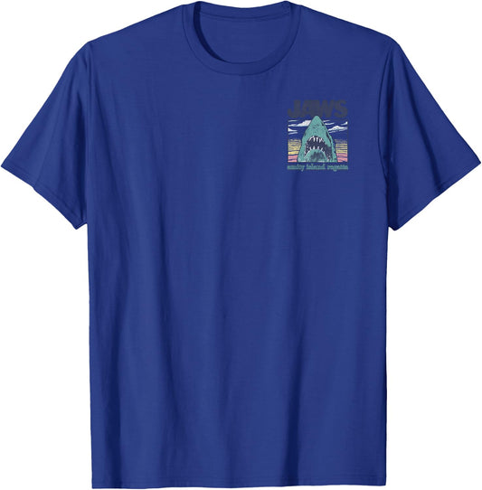 Jaws Amity Island Regatta Chest Back Boat Graphic T-Shirt - T-Shirt | Royal