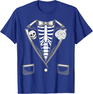 Halloween Costume Funny Skeleton Tuxedo T-Shirt - T-Shirt | Royal
