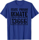 State Prison Inmate Funny Jail Halloween Costume T-Shirt - T-Shirt | Royal