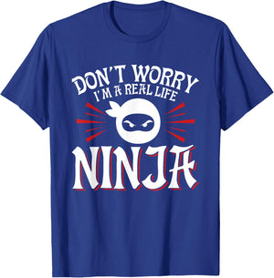 Don't Worry I'm A Real Life Ninja Party Mask T-Shirt - T-Shirt | Royal