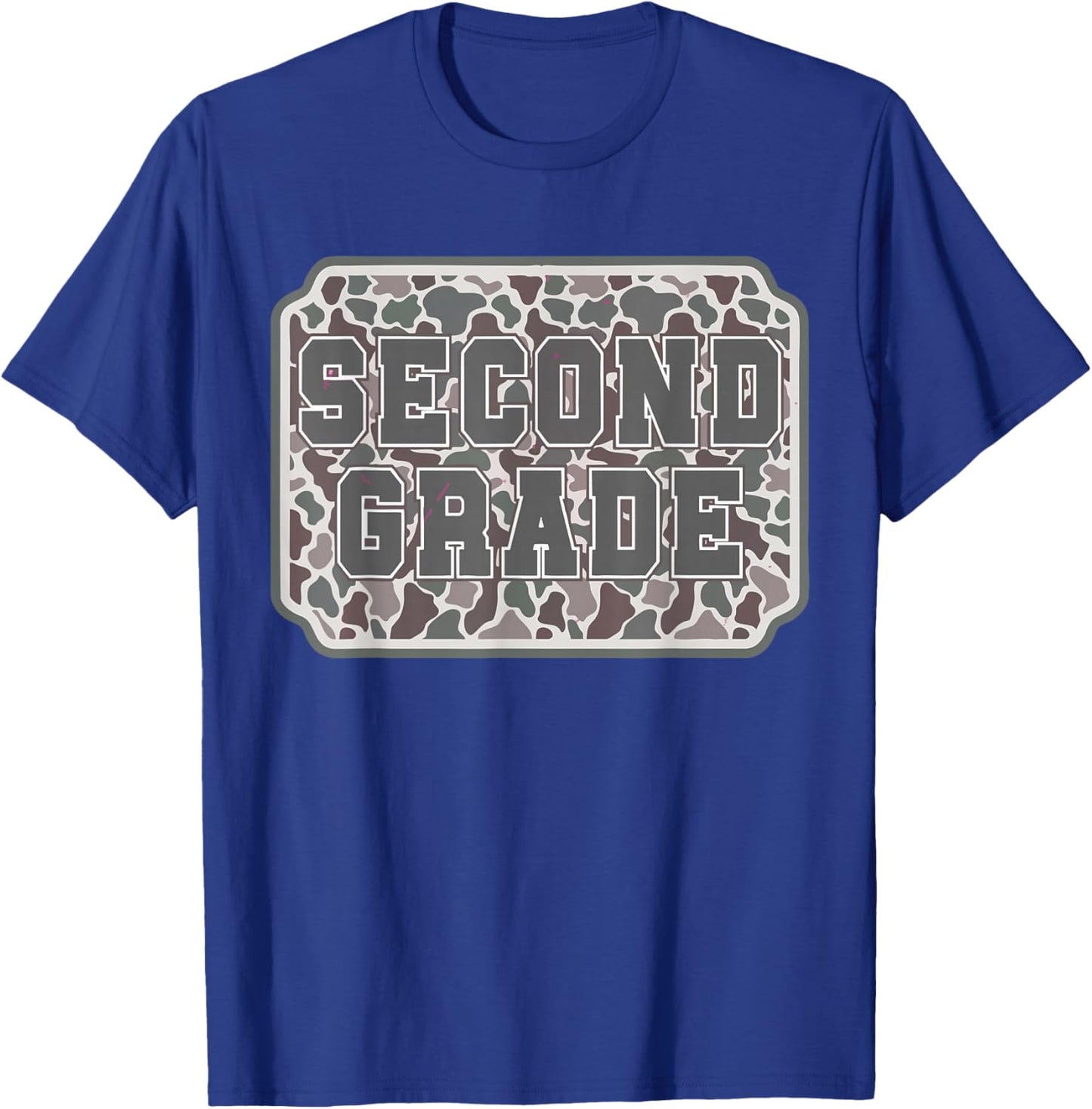 Vintage Camo Second Grade Back to School Teacher 2nd Grade T-Shirt - T-Shirt | Royal